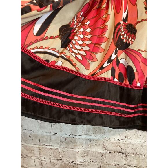 Worthington Skirt Womens 24W Satin Pink Floral Retro Zip Side Plus Size A Line - Picture 5 of 11